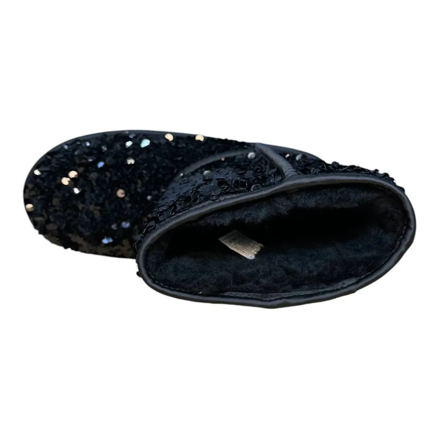 Детские зимние ботинки на платформе с блестками Classic Short Chunky Sequin UGG, черный — фото 3
