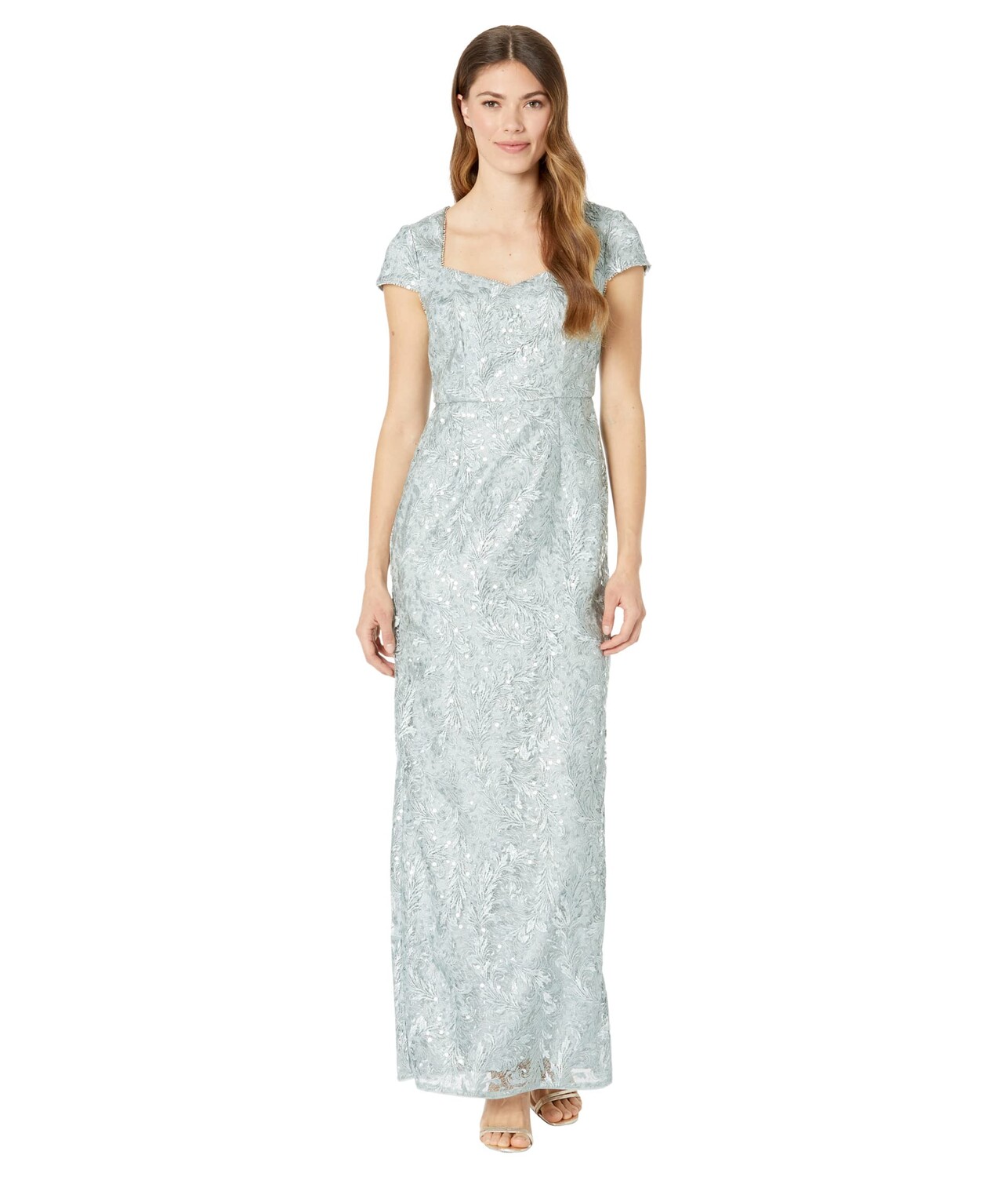 

Платье Adrianna Papell, Sequin Lace Sweetheart Neck Long Column Mob Gown