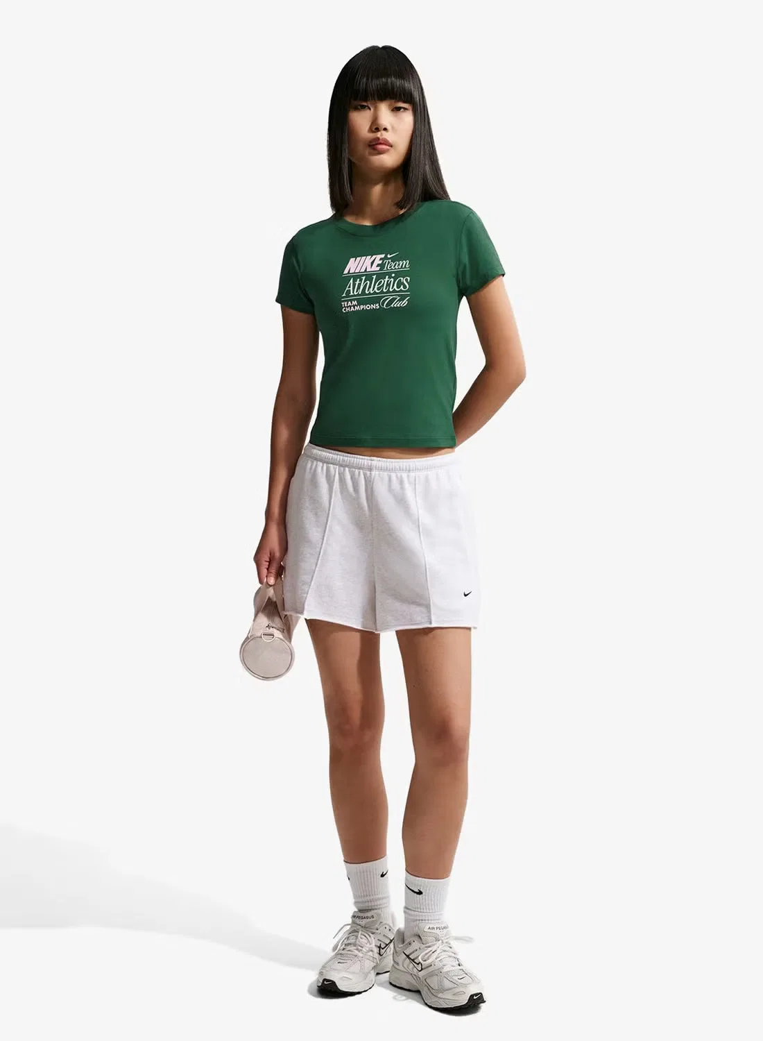 Футболка с принтом Nike NSW Chill Knitted Mid Cropped Verbiage, зеленый — фото 3