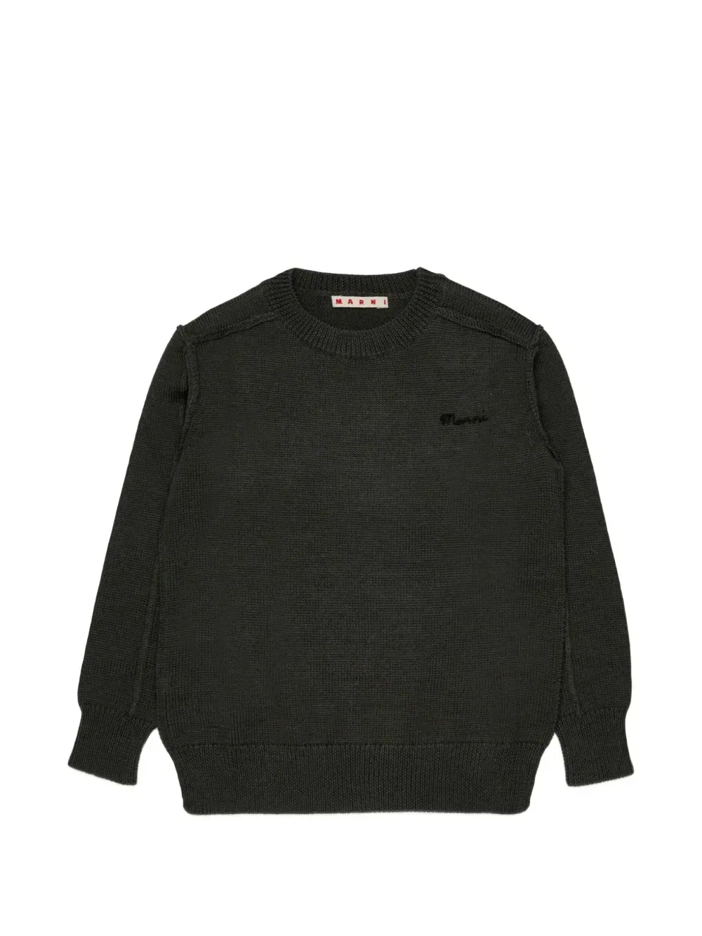 Свитер с вышитым логотипом Marni Kids, зеленый