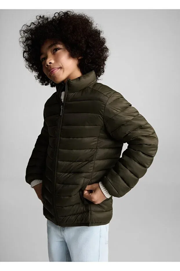 Детское пальто для девочек стеганое Mango Kids, Khaki