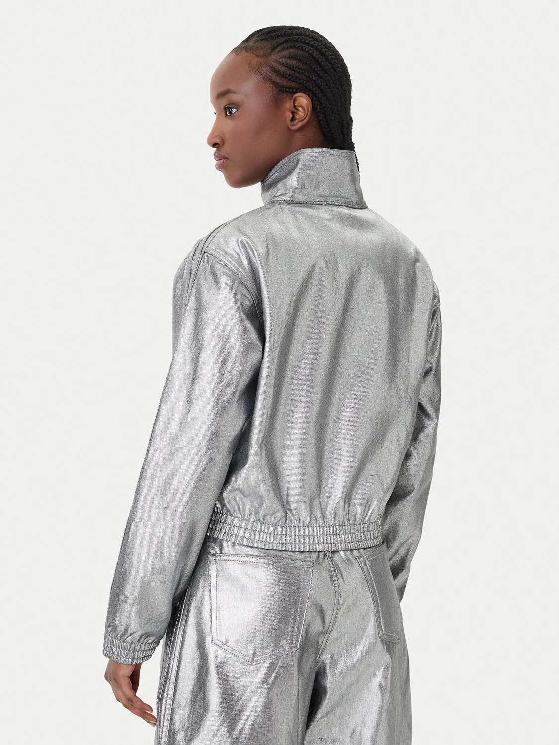 Женская джинсовая куртка стандартного кроя Firebird Adidas, серебристый — фото 3