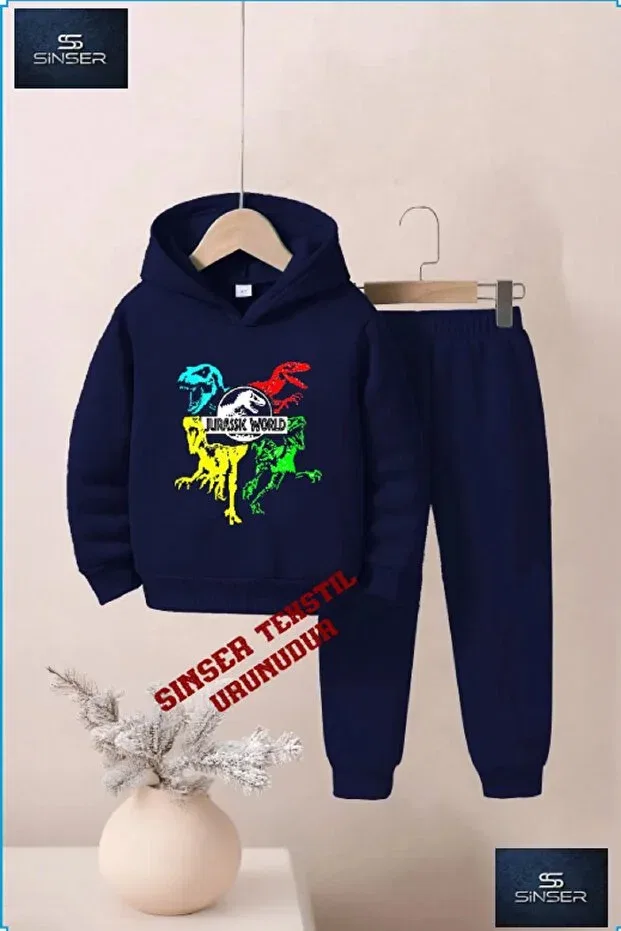 Детский комплект для девочек с принтом Jurassic World Dinzr Ss Sinser, Navy Blue