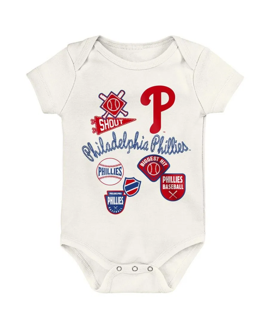 Комплект ползунков с коротким рукавом Philadelphia Phillies Home Plate Outerstuff, Blue, Cream — фото 3