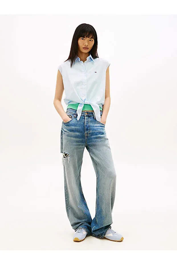 Женская рубашка с принтом Tommy Hilfiger, Blue - Pink — фото 3