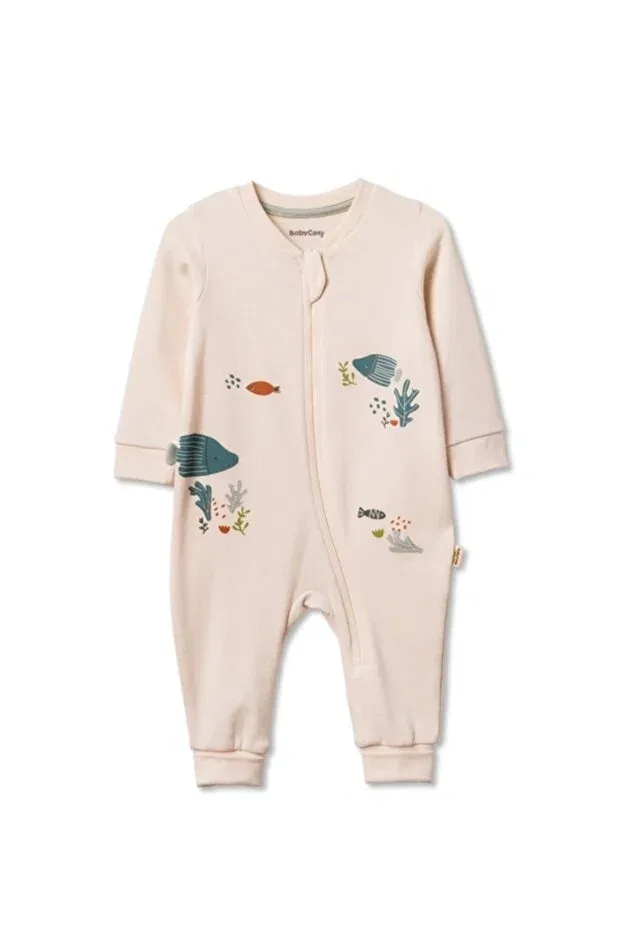Детский комбинезон для новорожденных с длинным рукавом Babycosy Organic Wear, Ecru