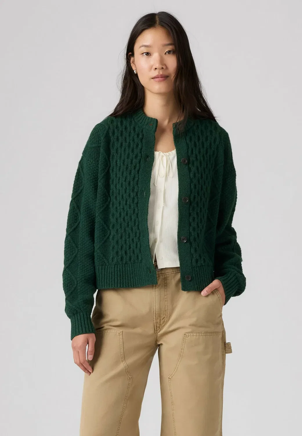 Кардиган Charlotte с круглым вырезом и вышитыми принтами - кардиган Levi'S, Emboldened - Greens -