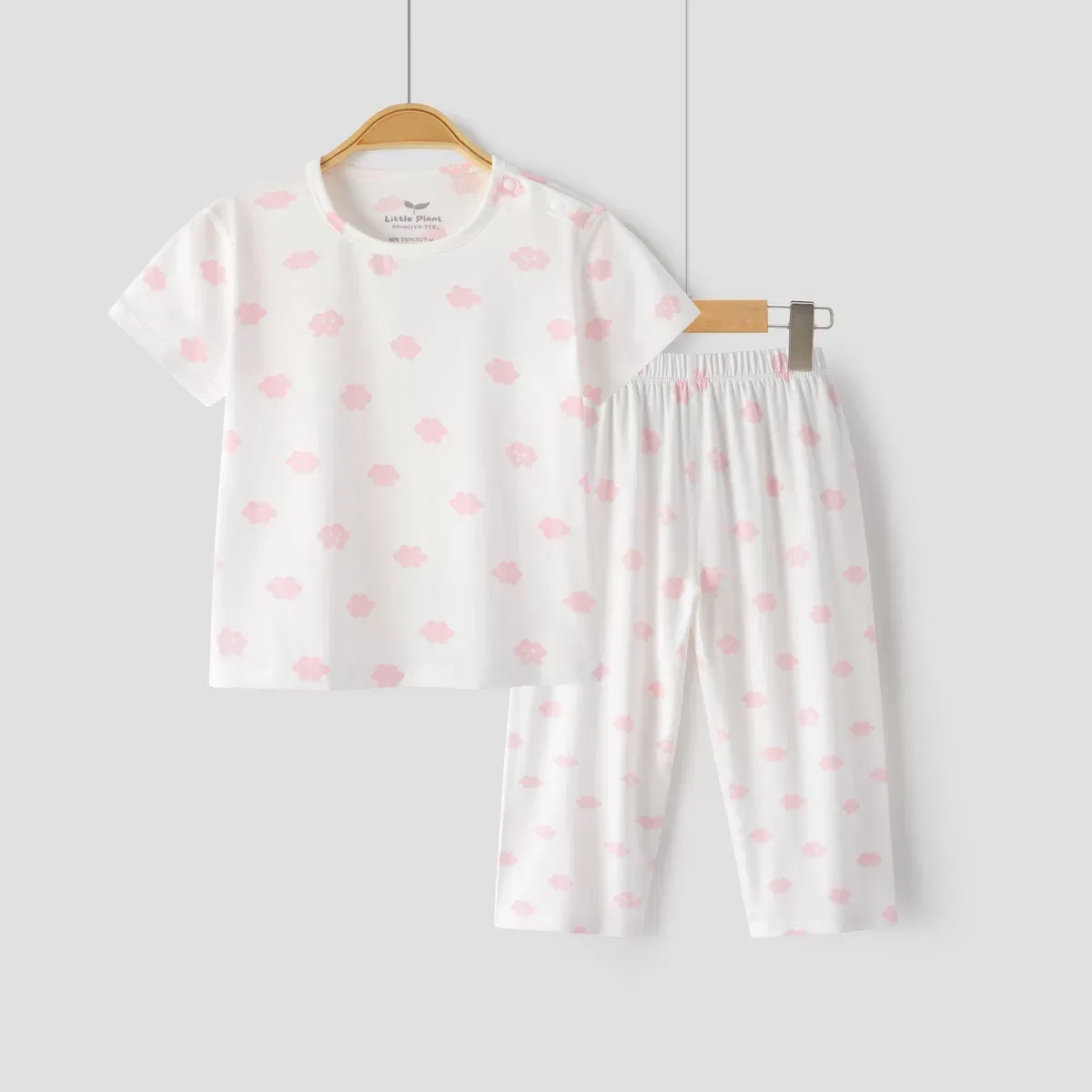 Детское пижамное платье для девочек с коротким рукавом Laimi Bloom, Pink Clouds