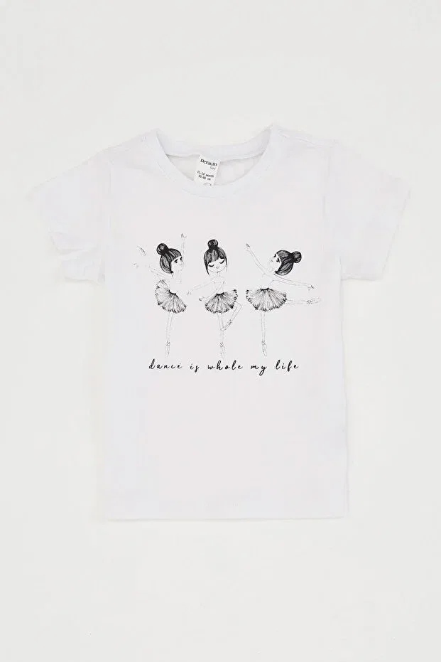 Детская футболка для девочек с принтом Ballerina Printed Defacto, White-Wt34