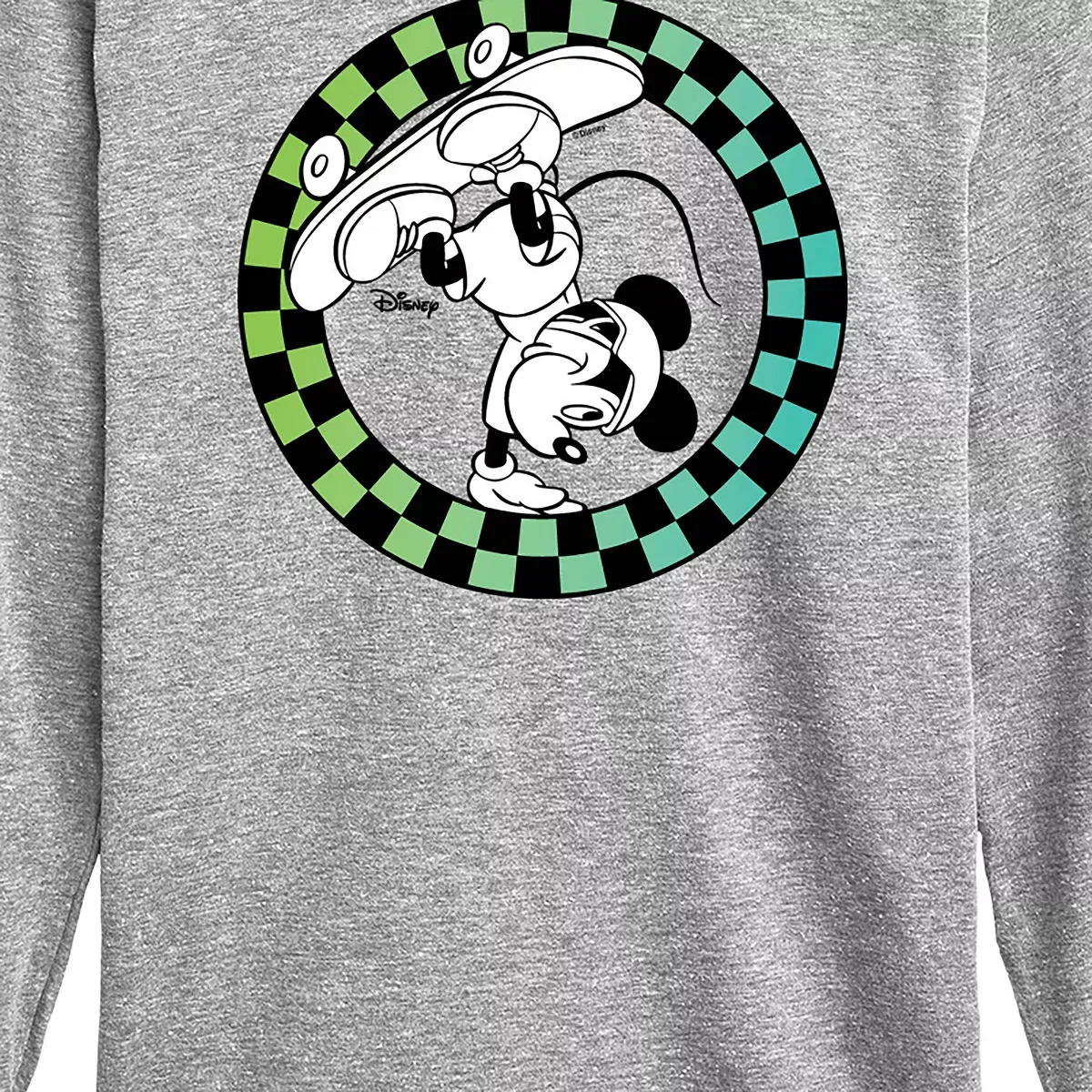 Детское футболка с длинным рукавом Mickey Skateboarding Checkered Circle Disney, Athletic Heather — фото 2