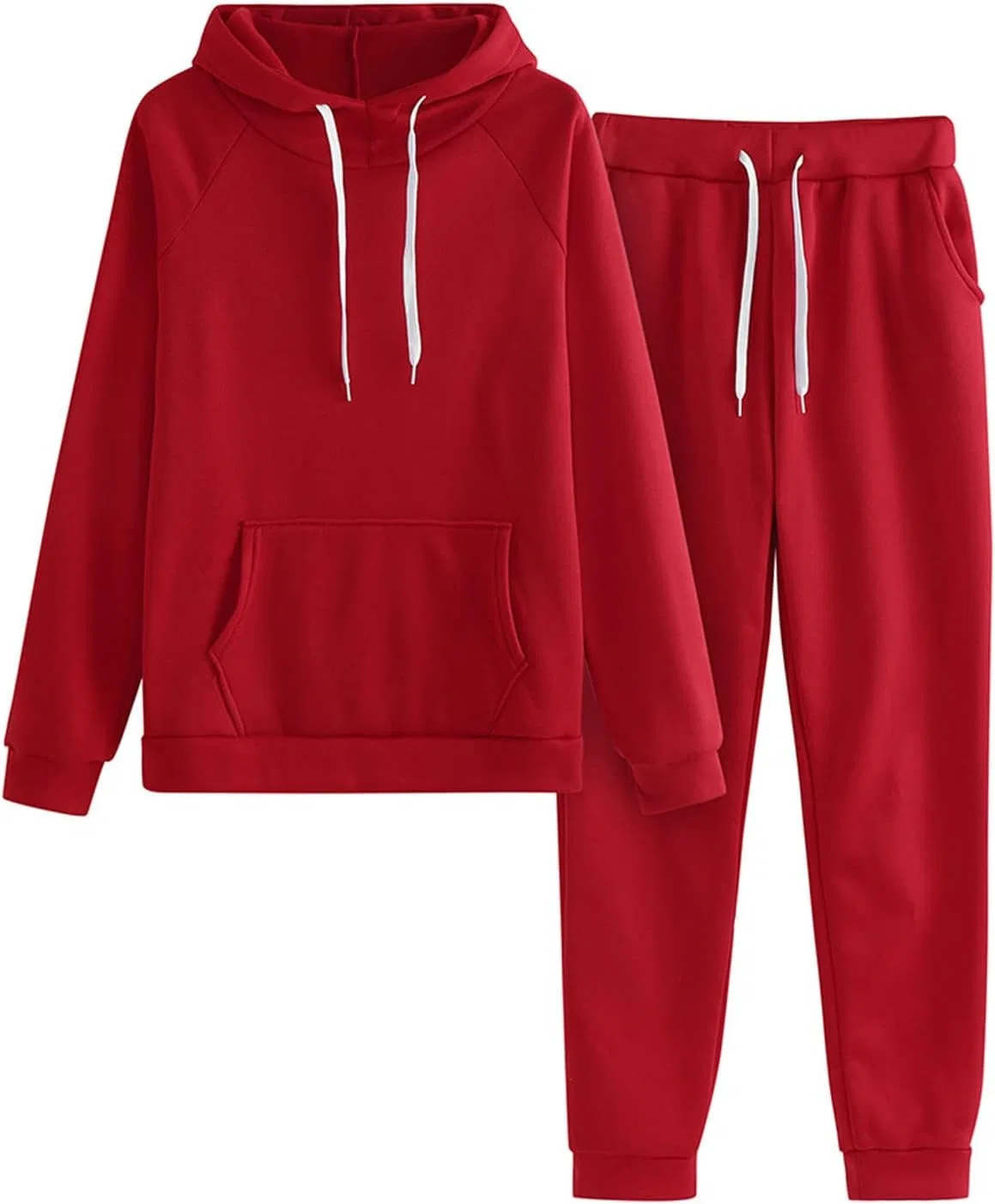 Женский спортивный комплект из худи и джоггеров, Oversized, с карманами, красный