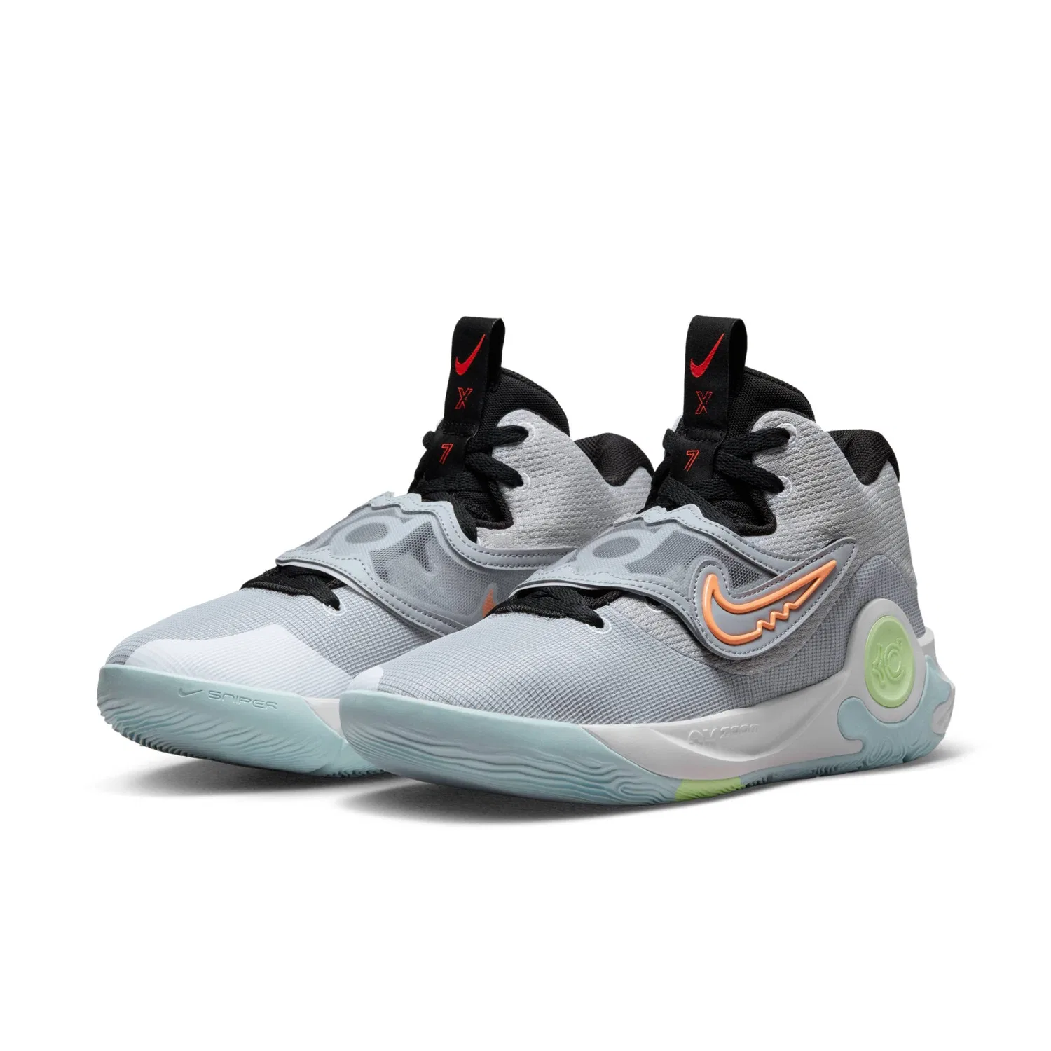 Детские кроссовки для девочек с принтом Kd Trey 5x NIKE, Wolf Grey White Barely Volt — фото 2