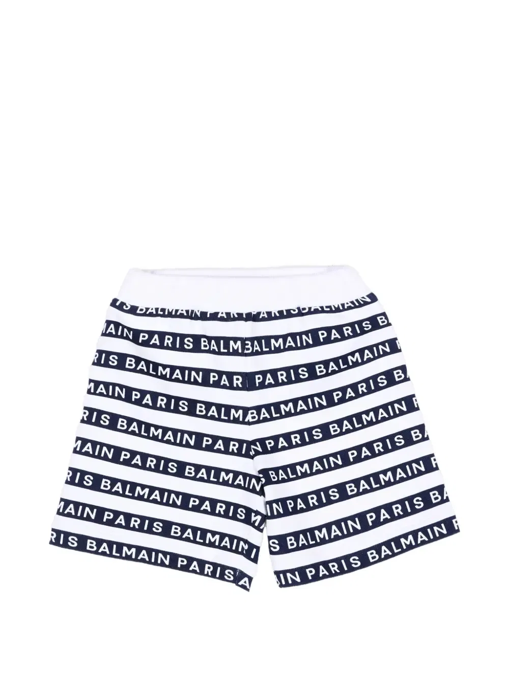 Шорты в полоску с логотипом Balmain Kids, белый