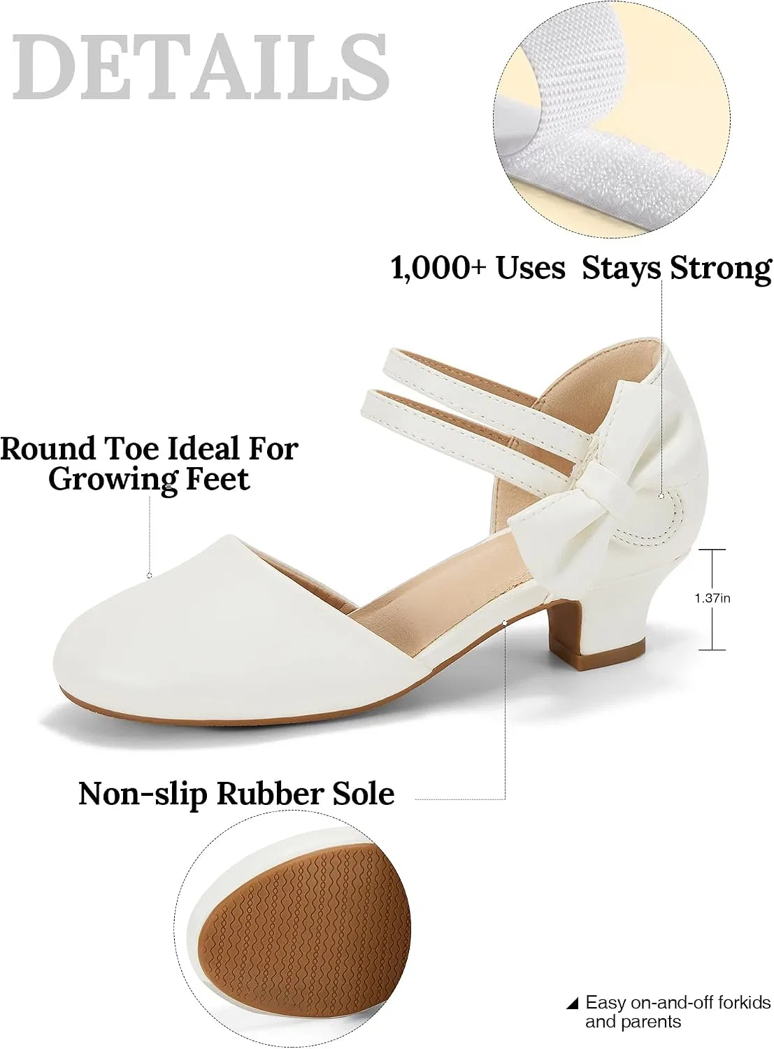 Детские туфли для девочек с бантом GotSoft, White — фото 4