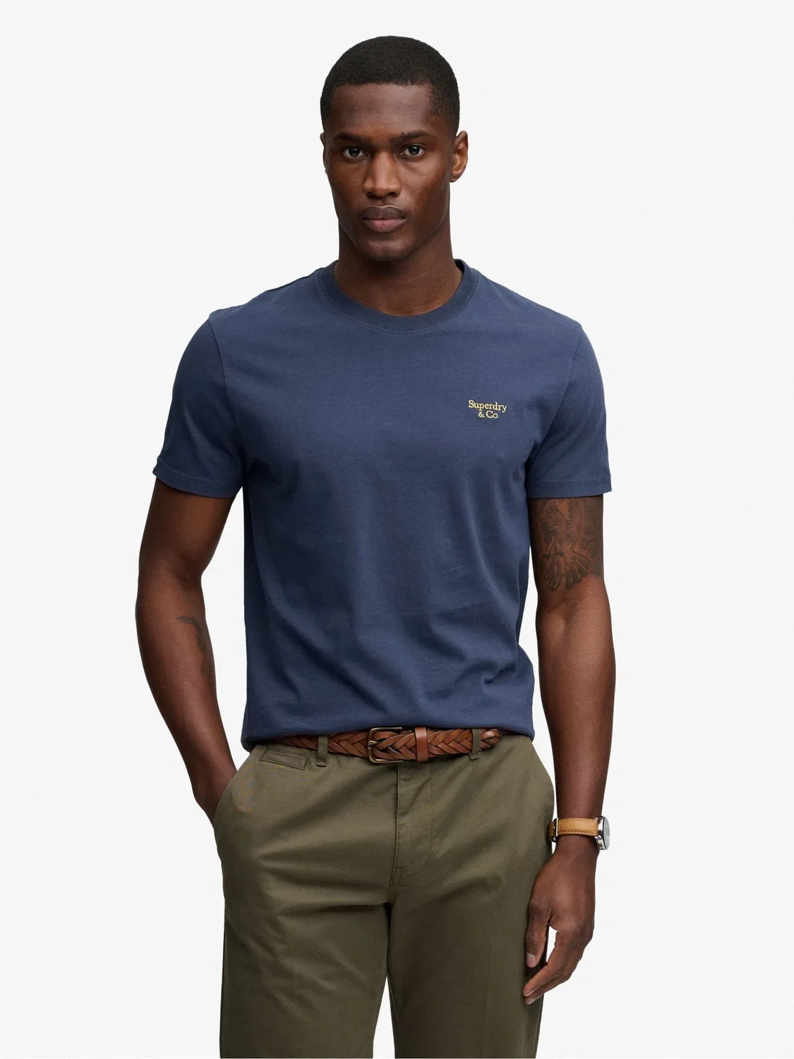 Футболка с вышивкой логотипа Essential Serif Superdry, синий — фото 2