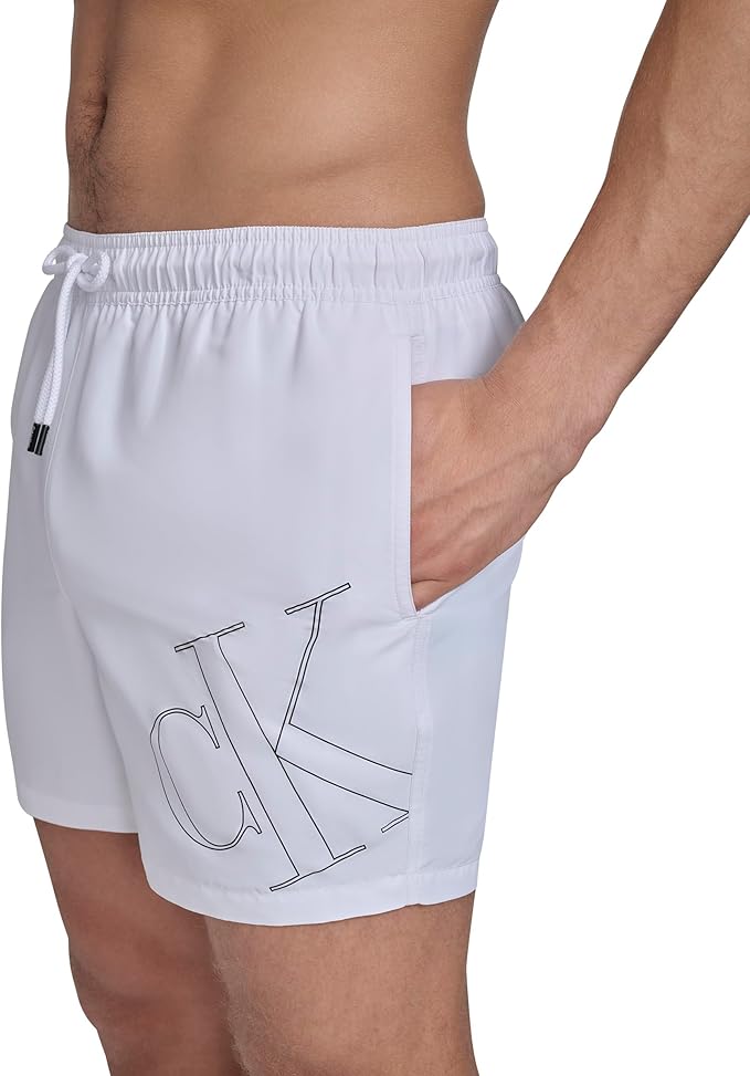 Плавательные шорты Calvin Klein Volley Quick Dry Lightweight Ck Logo, белый — фото 3