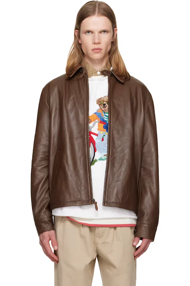 Коричневая кожаная куртка Бэйвилль Polo Ralph Lauren