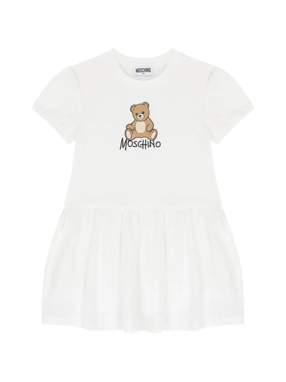 Расклешенное платье с принтом Teddy Bear Moschino Kids, белый
