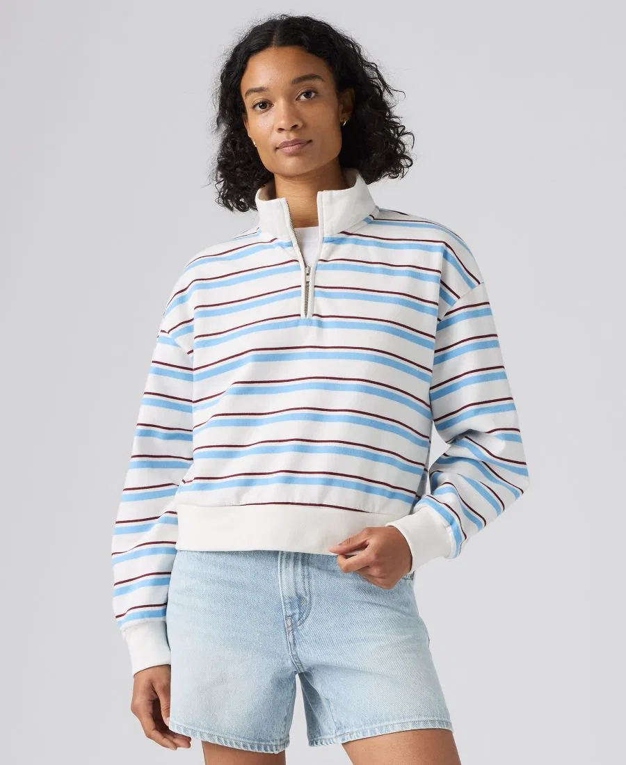 Женский свитшот из хлопкового флиса с четверть-молнией Levi's, Ruby Stripe Alaskan Blue