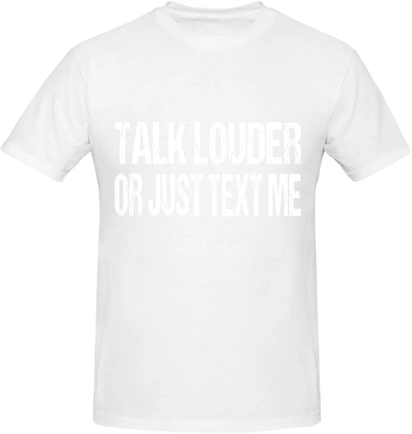 Мужская классическая футболка с принтом Talk Louder Or Just Text Me, White — фото 4
