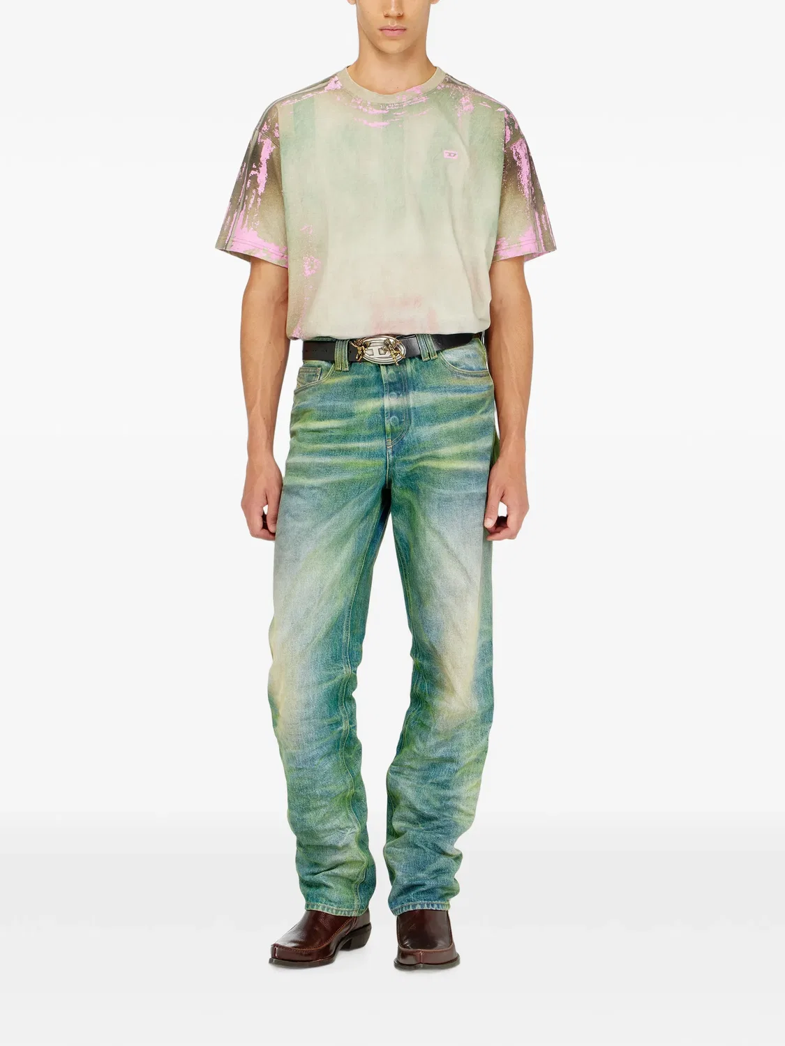 Футболка из джерси с эффектом кожи Diesel, нейтральные — фото 4
