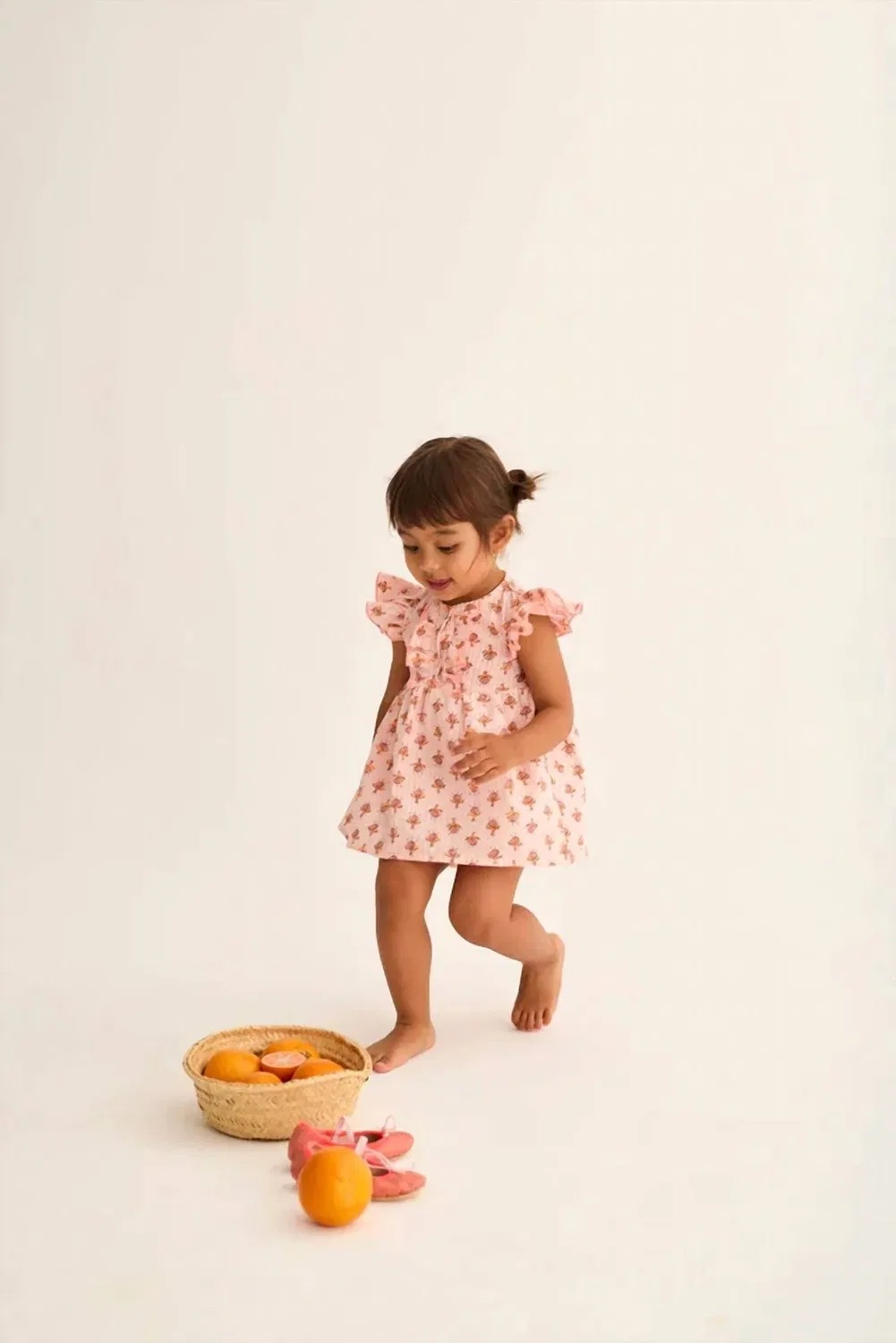 Детское платье для девочек с коротким рукавом и цветочным принтом Lia Baby Dress Cozmo, Cloud Pink — фото 2