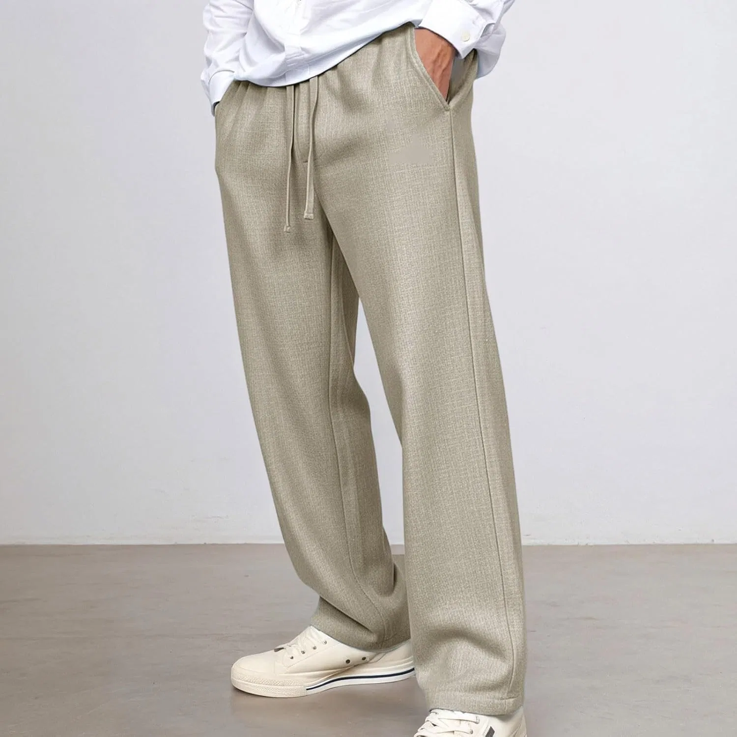 Мужские свободные брюки-клеш с широкой штаниной, хлопковые, Baggy Bootcut, хаки — фото 2