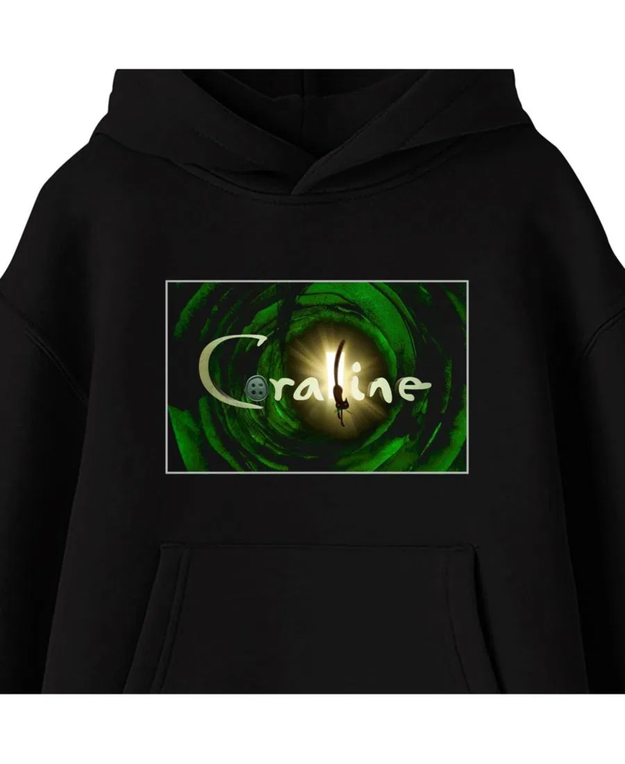 Худи с капюшоном и принтом Coraline, Screenshot and Logo Coraline, Black — фото 2