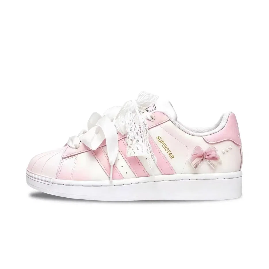 Детские кроссовки для скейтбординга с кастомным дизайном Superstar 2 Adidas Originals, Cherry Blossom Pink — фото 3