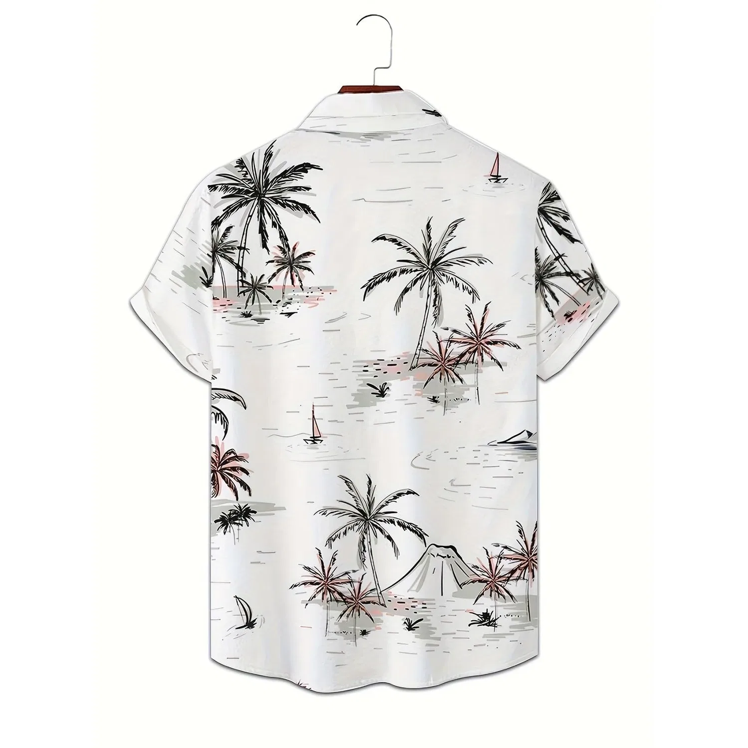 Мужская рубашка с коротким рукавом с принтом Coco Palm, Men's White Hawaiian Shirt — фото 4