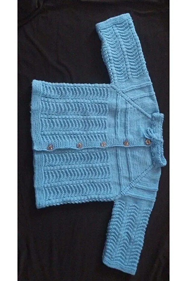 Детский кардиган для новорожденных вязаный Handmade blue baby cardigan Minevoo, Blue — фото 4