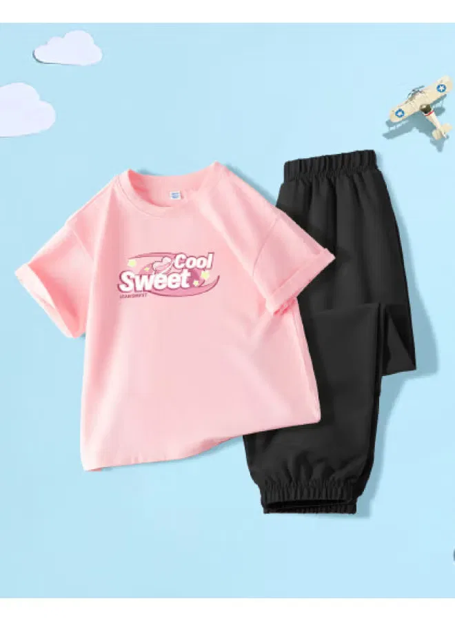 Jeanswest Комплект летний хлопковый с коротким рукавом, розовый