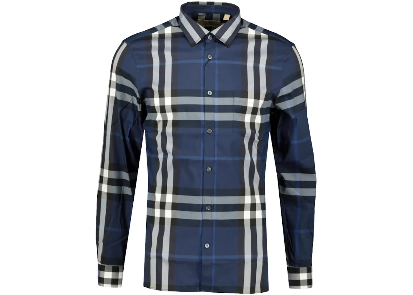 Мужская рубашка из хлопкового поплина с принтом Burberry, Navy White