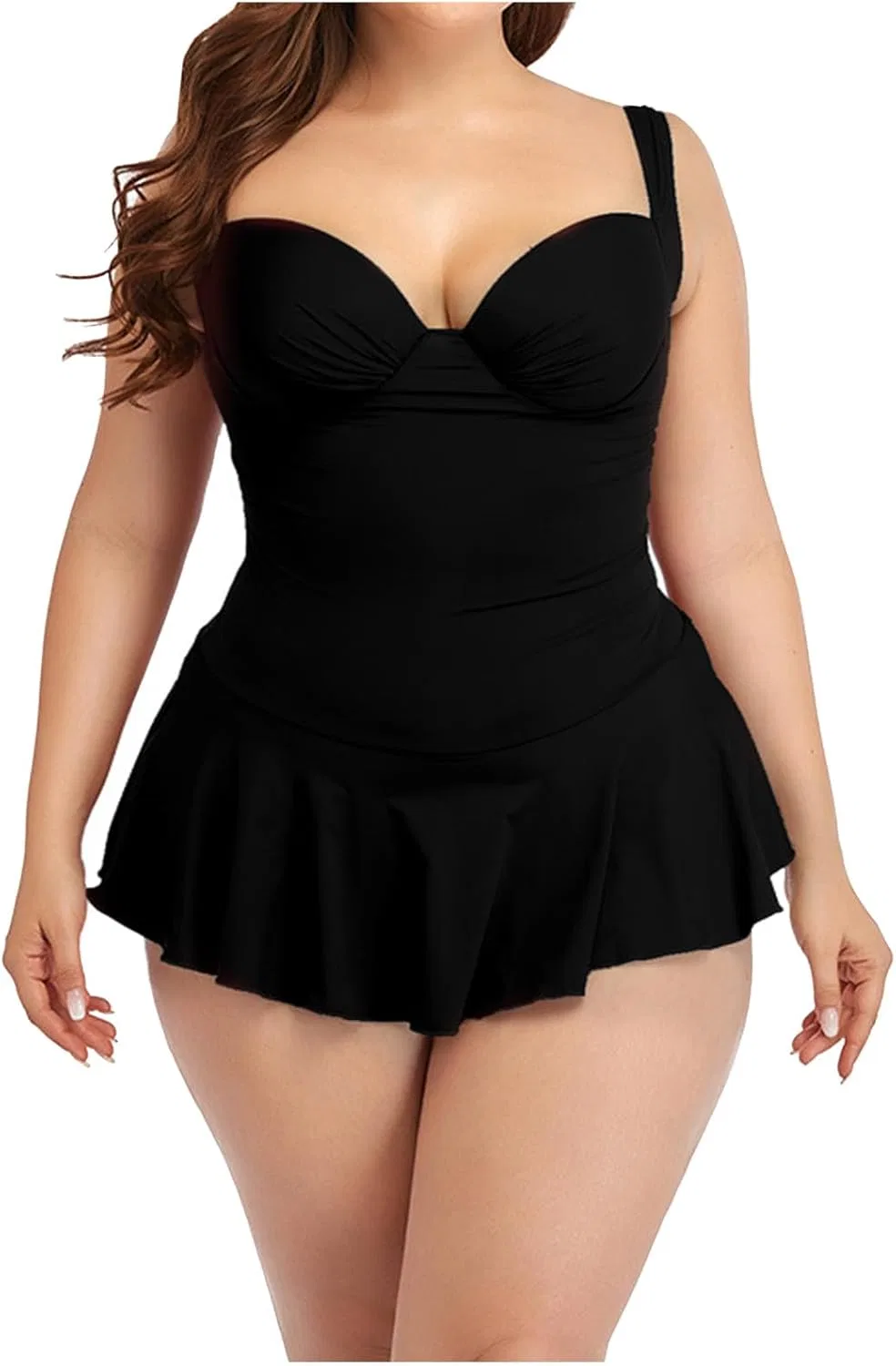 Женский слитный купальник с утяжкой живота Tankini, Black