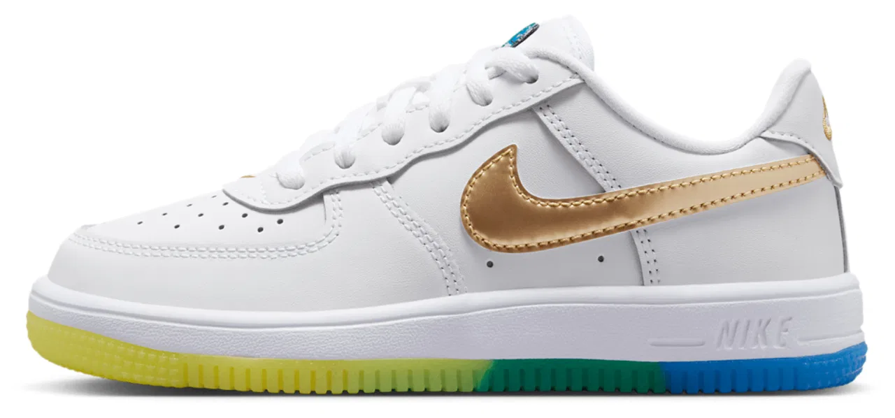 Кроссовки для мальчиков Air Force 1 Low Nike, цвет Soar/Metallic Gold/White — фото 2