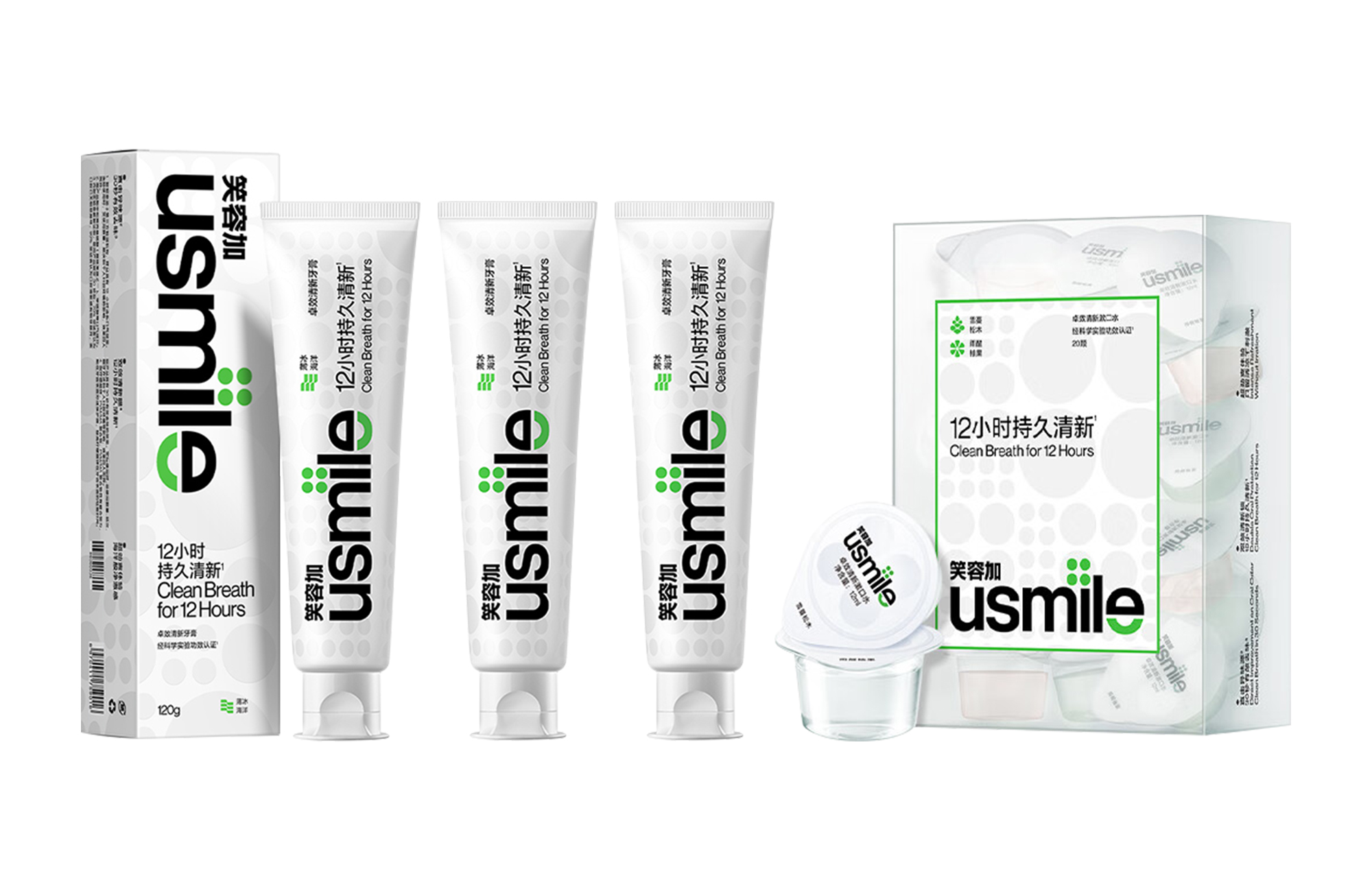 Наборы для ухода за полостью рта usmile: зубная паста 12 Hours Effective Refreshing, 2 шт + ополаскиватель, 1 упаковка — фото 4