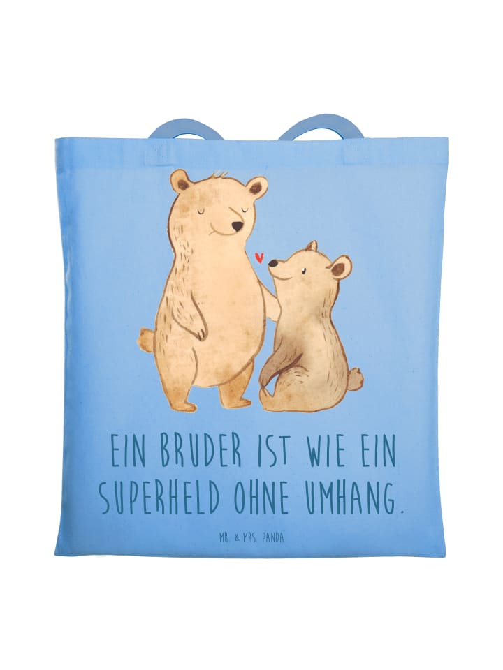 

Сумка Mr. & Mrs. Panda Tragetasche Bruder Superheld mit Spruch, небесно-синий
