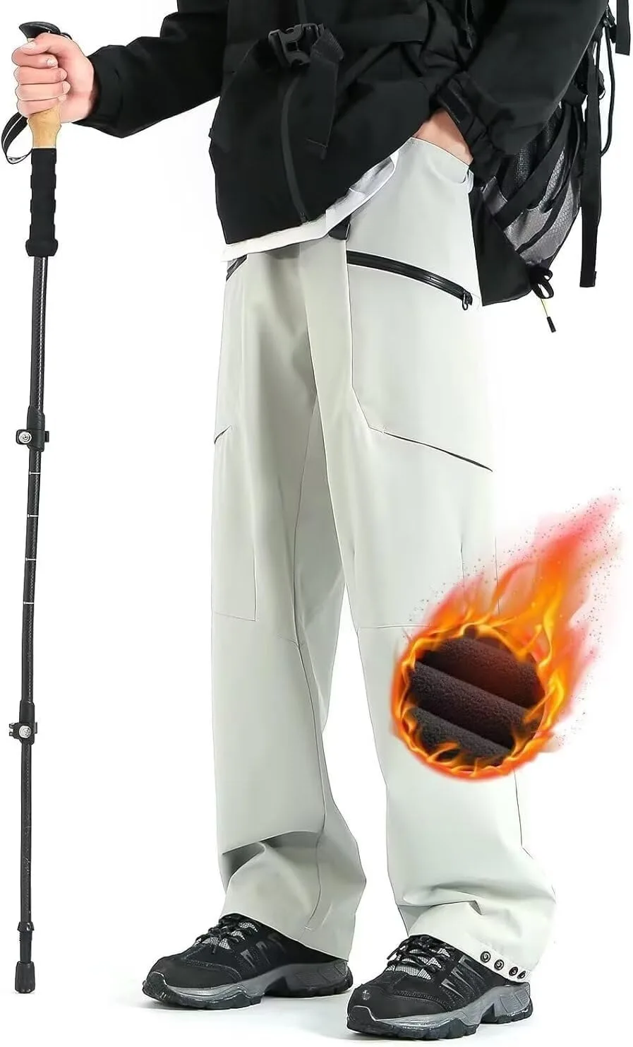 

JOMLUN мужские Softshell штаны для походов с флисовой подкладкой, водонепроницаемые