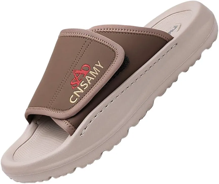 Asifn Men's Cushion Сандалии Легкие противоскользящие мягкие уличные ручные регулируемые повседневные слип-он для лета, хаки