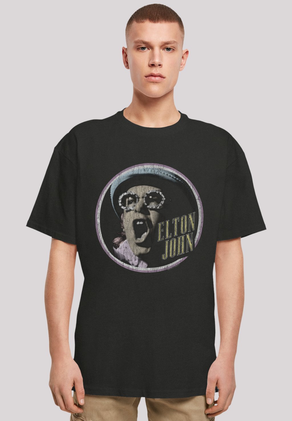

Футболка с принтом ELTON JOHN VINTAGE CIRCLE F4NT4STIC, черный