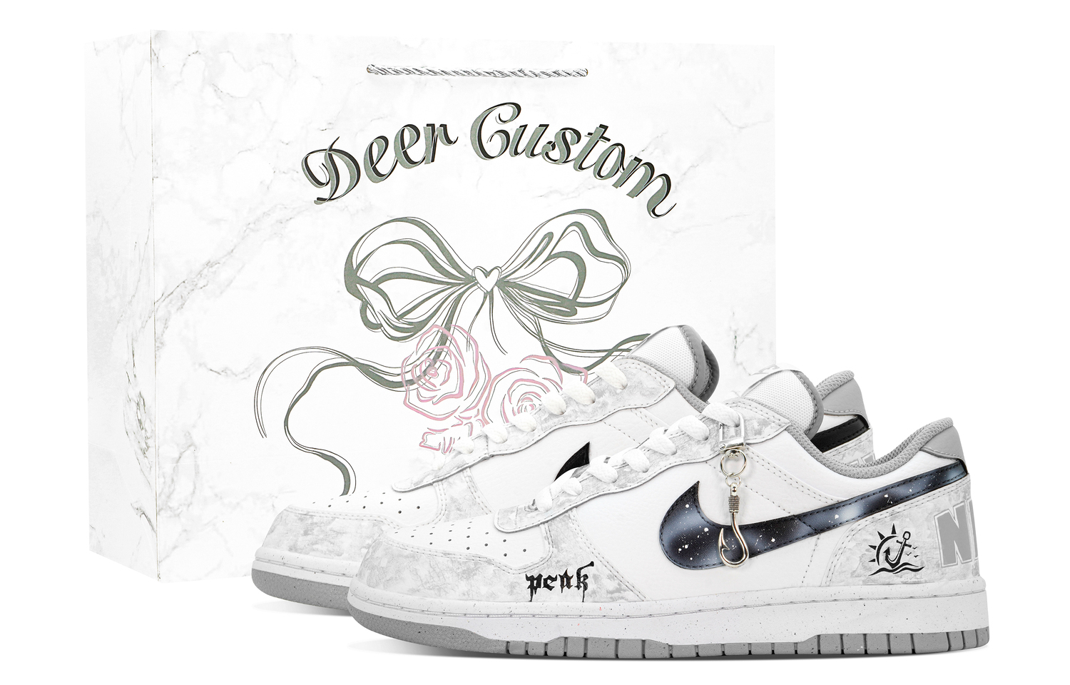 

Кроссовки для скейтбординга Big DEER Navigator Abrasion Resistant низкие мужские Black White Gray Nike, черный белый серый(DEER Shopping Bag)