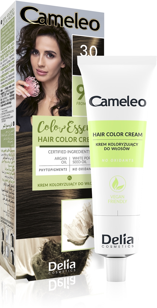 

Краска для волос Cameleo Color Essence в тюбике Delia Cosmetics, atspalvis 3.0 dark brown 75 гр