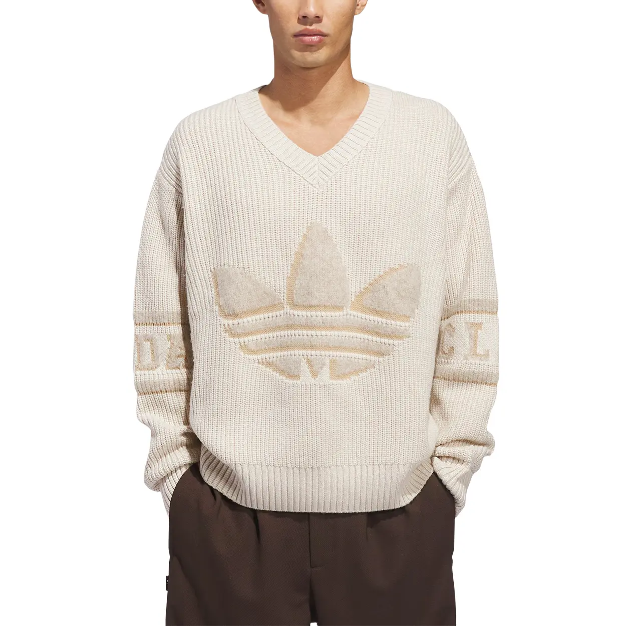 CLOT BY EDISON CHEN FW25 SST CROCHET TT Трикотаж Unisex Adidas Originals, светло-коричневый — фото 4