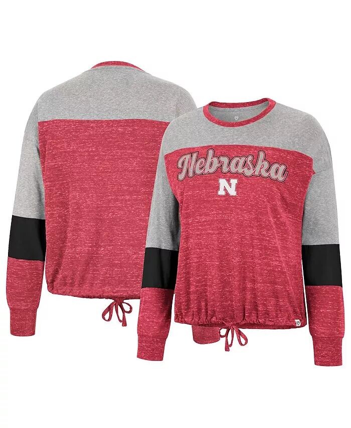 

Женская футболка Scarlet Nebraska Huskers Joanna с длинными рукавами и завязкой спереди Colosseum