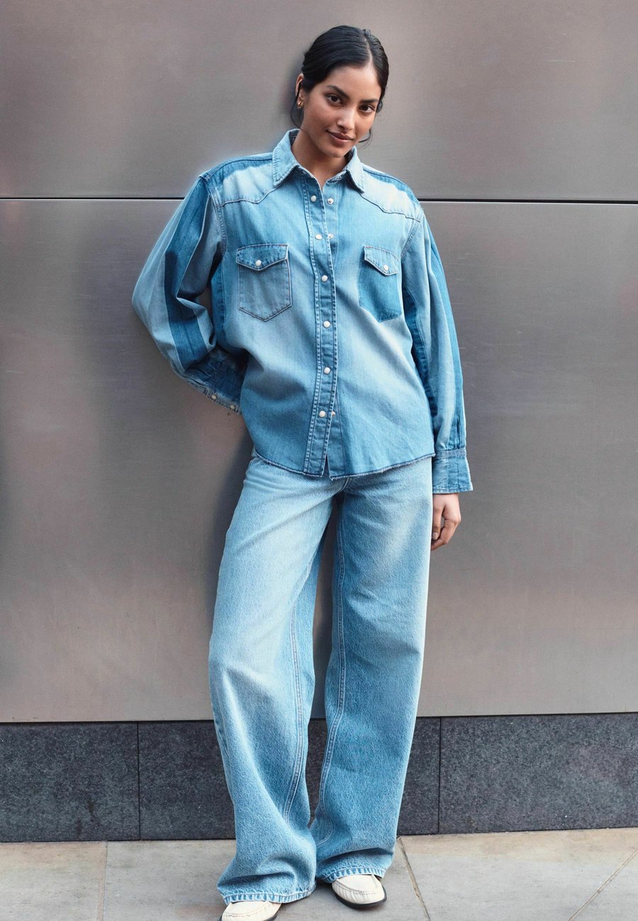 

Блуза Next Button-down blouse, Mid Blue Patchwork/Blue