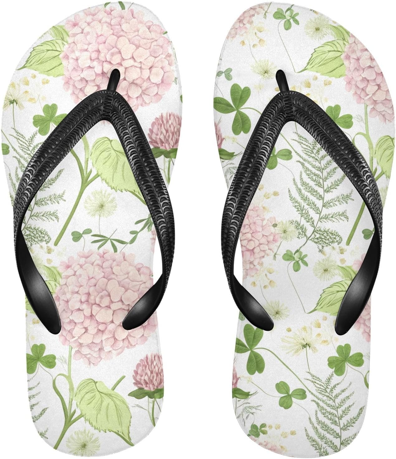 

Женские и мужские шлепанцы с рисунком папоротника и розовой гортензии, пляжные сланцы с пряжкой, резиновые нескользящие летние тапочки для прогулок Sinestour