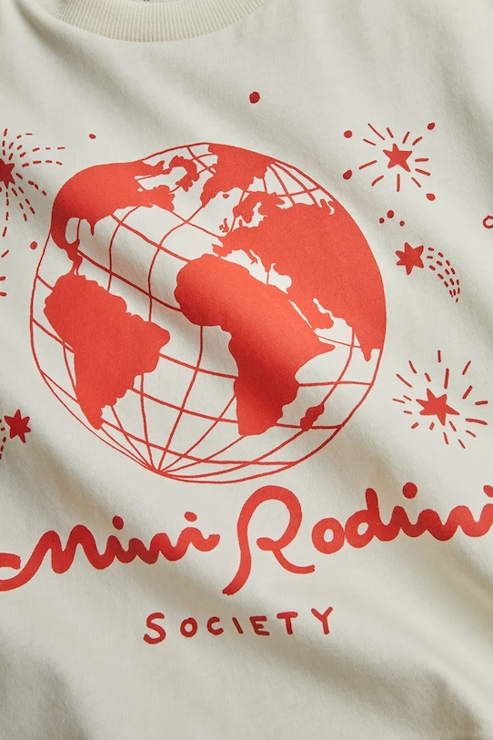 Детская хлопковая футболка Society Mini Rodini, бежевый — фото 4