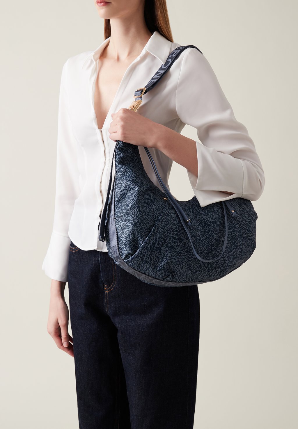 

Сумка FOLD HOBO MEDIUM Borbonese, цвет Denim
