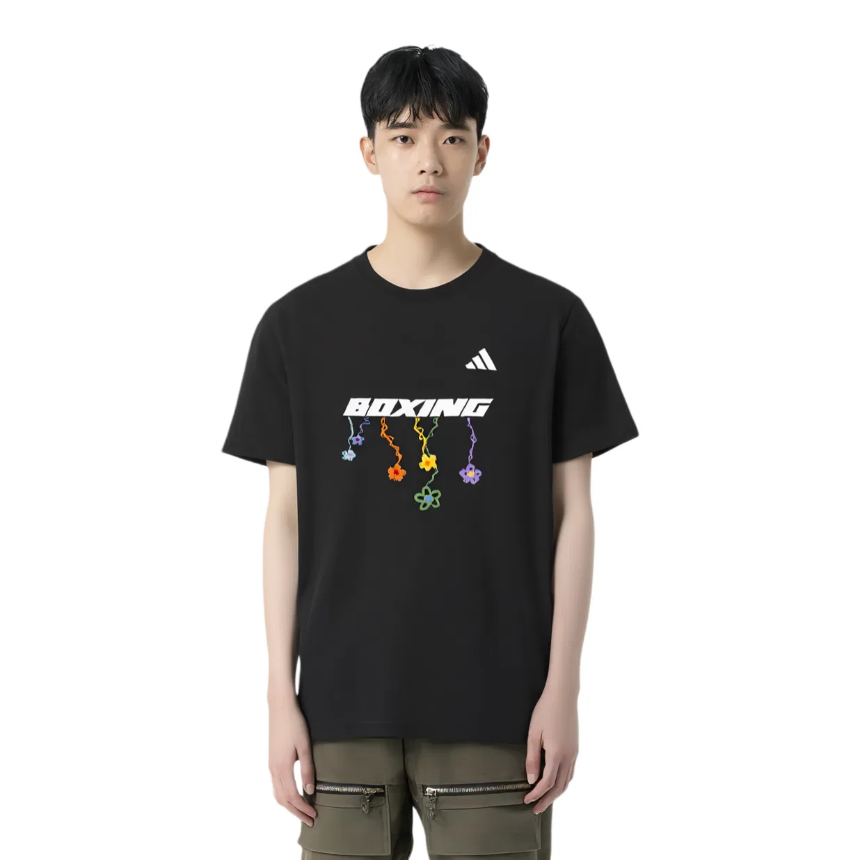 Футболка с круглым вырезом и коротким рукавом унисекс Black Adidas — фото 4