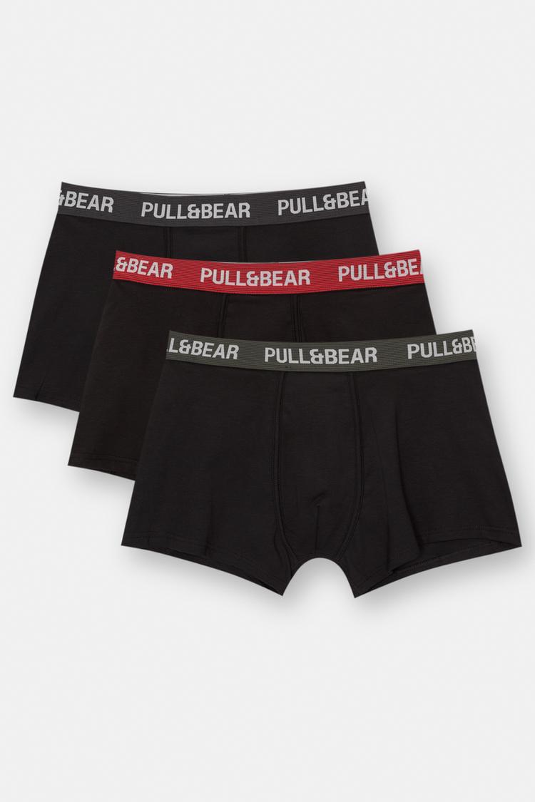 

Упаковка из 3 пар трусов-боксеров с контрастным поясом Pull And Bear, мультиколор